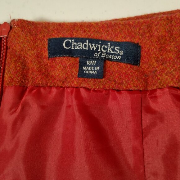 Chadwicks of Boston Pencil Skirt Size 18W Rust Orange Wool Blend Office Wear - Picture 5 of 15